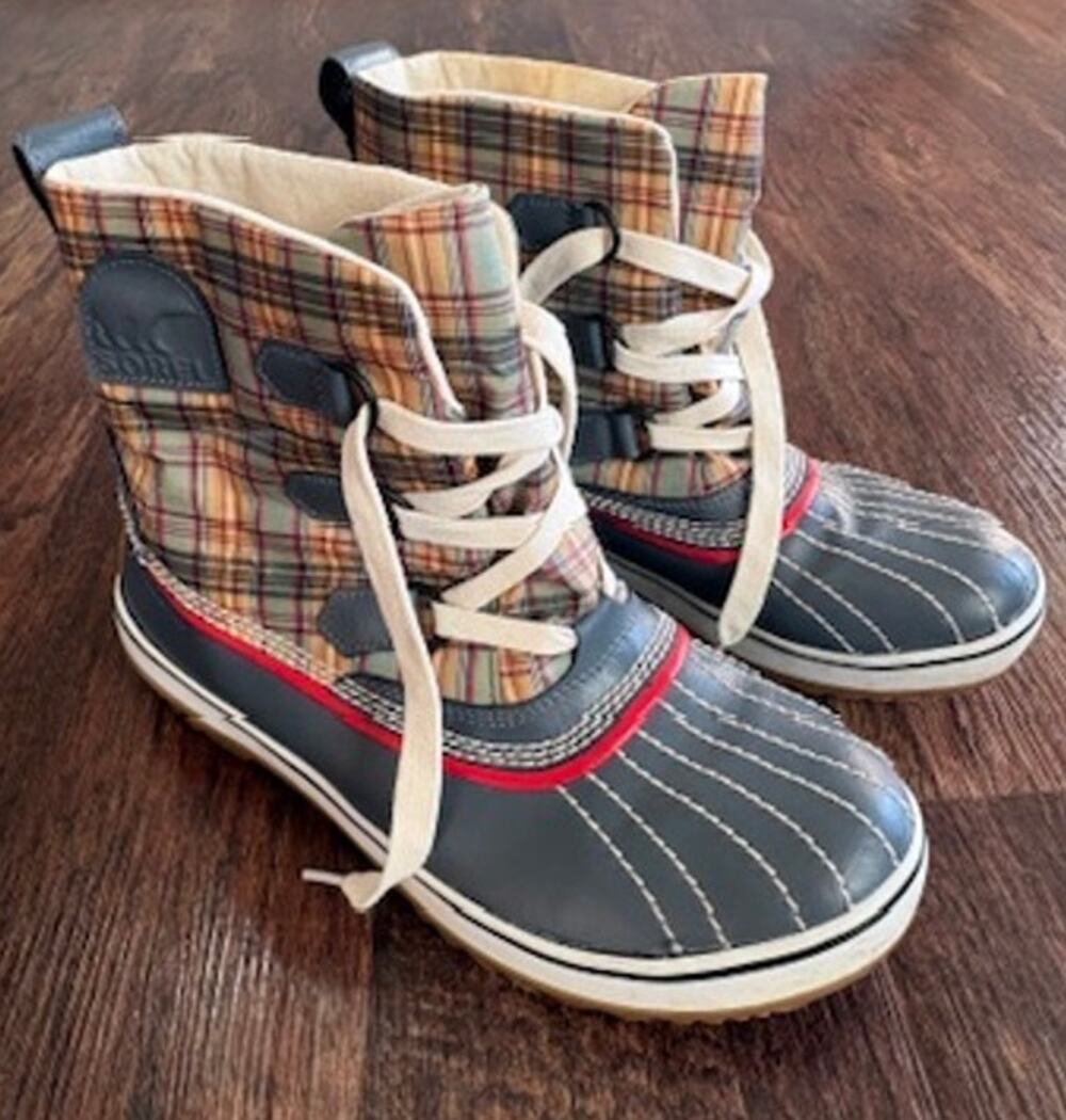 Sorel Tivoli Plaid Waterproof Leather Snow Boots Women's Size 9 NL1857-028